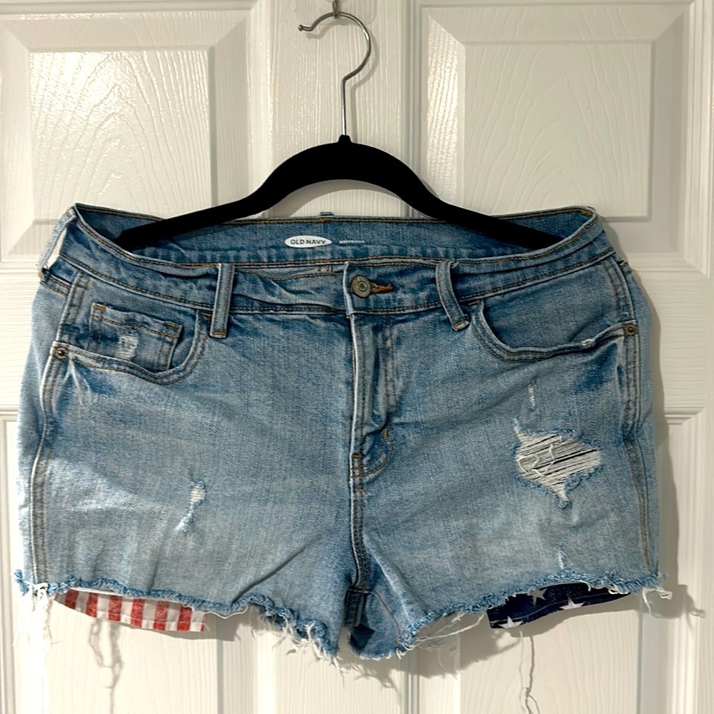 Old Navy Stars & Stripes Light Wash Denim Short Size 6